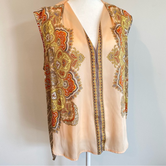 Anthropologie Tops - Anthropologie Tiny Paisley Satin Sleeveless Blouse